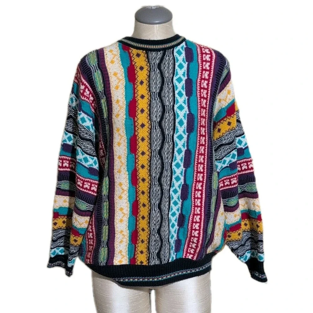 Vintage John Henry Sweater 3d Knit Coogi Style Men L  Notorious BIG Pullover